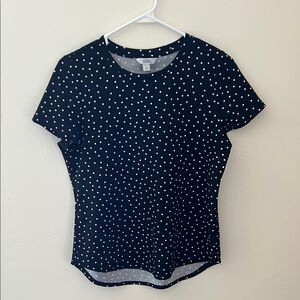 croft & barrow Navy Short Sleeve Tee with White Polka Dots